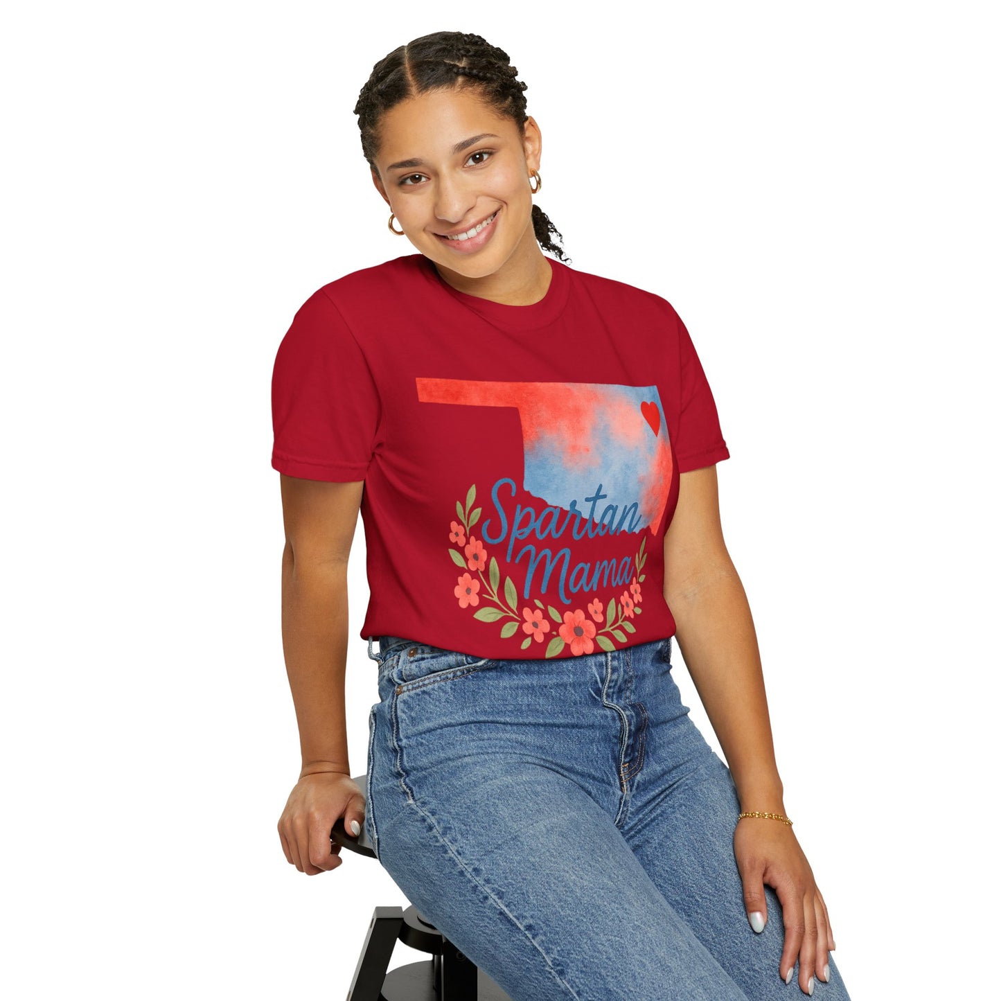 Spartan Mom Bixby OK Watercolor Comfort Colors Tee