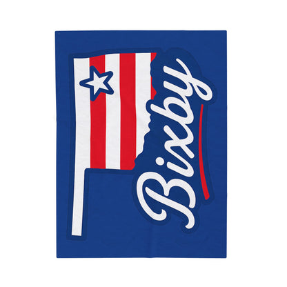 Bixby OK Red White & Blue Velveteen Plush Blanket