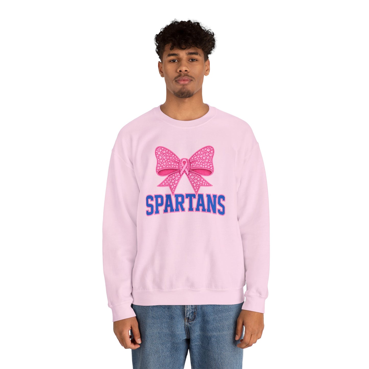 Spartan Pink Bow Cancer Awareness Gildan Sweatshirt