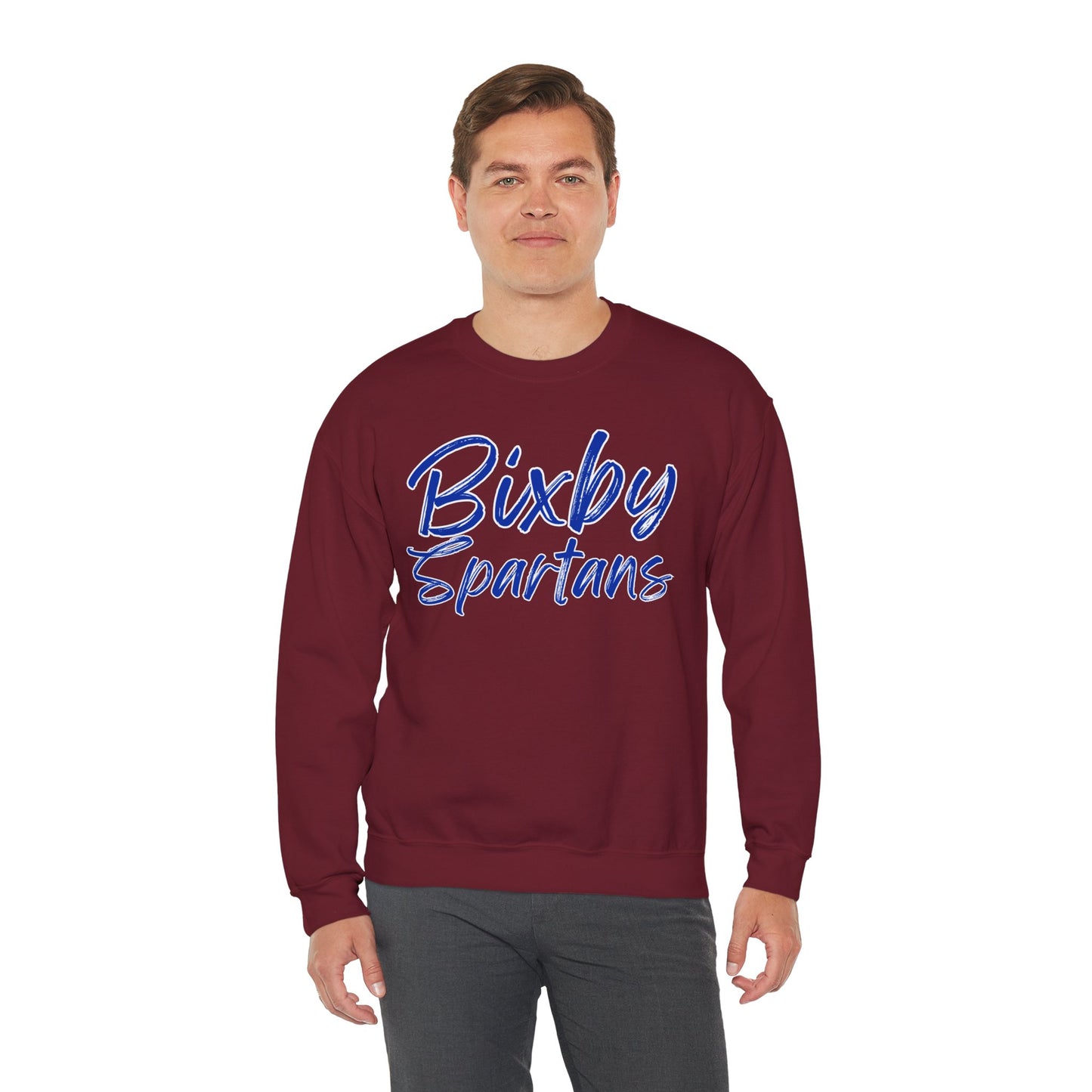 Bixby Spartans Cursive Print Gildan Sweatshirt