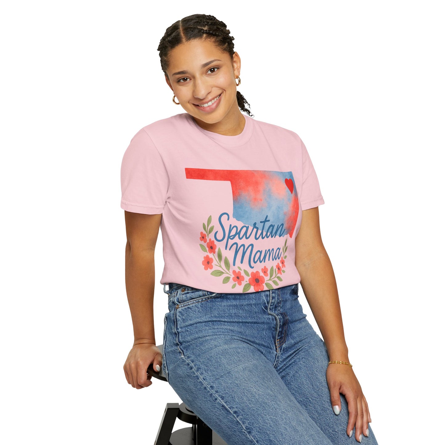 Spartan Mom Bixby OK Watercolor Comfort Colors Tee