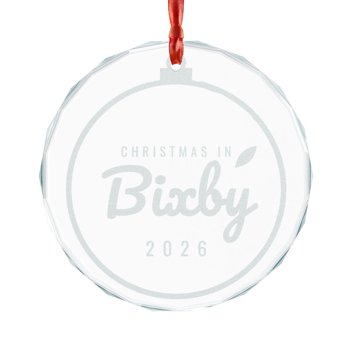 Christmas in Bixby Engraved Crystal Ornament