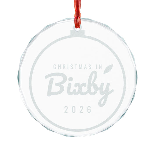 Christmas in Bixby Engraved Crystal Ornament