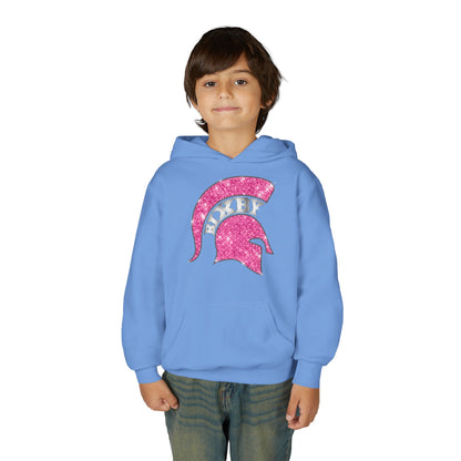 Bixby Spartan Pink Helmet Bling Youth Gildan Hoodie
