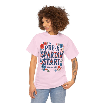 Floral Pre-K Spartan Gildan Tee