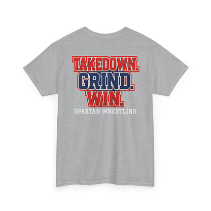 Takedown. Grind. Win. Spartan Wrestling Gildan Tee