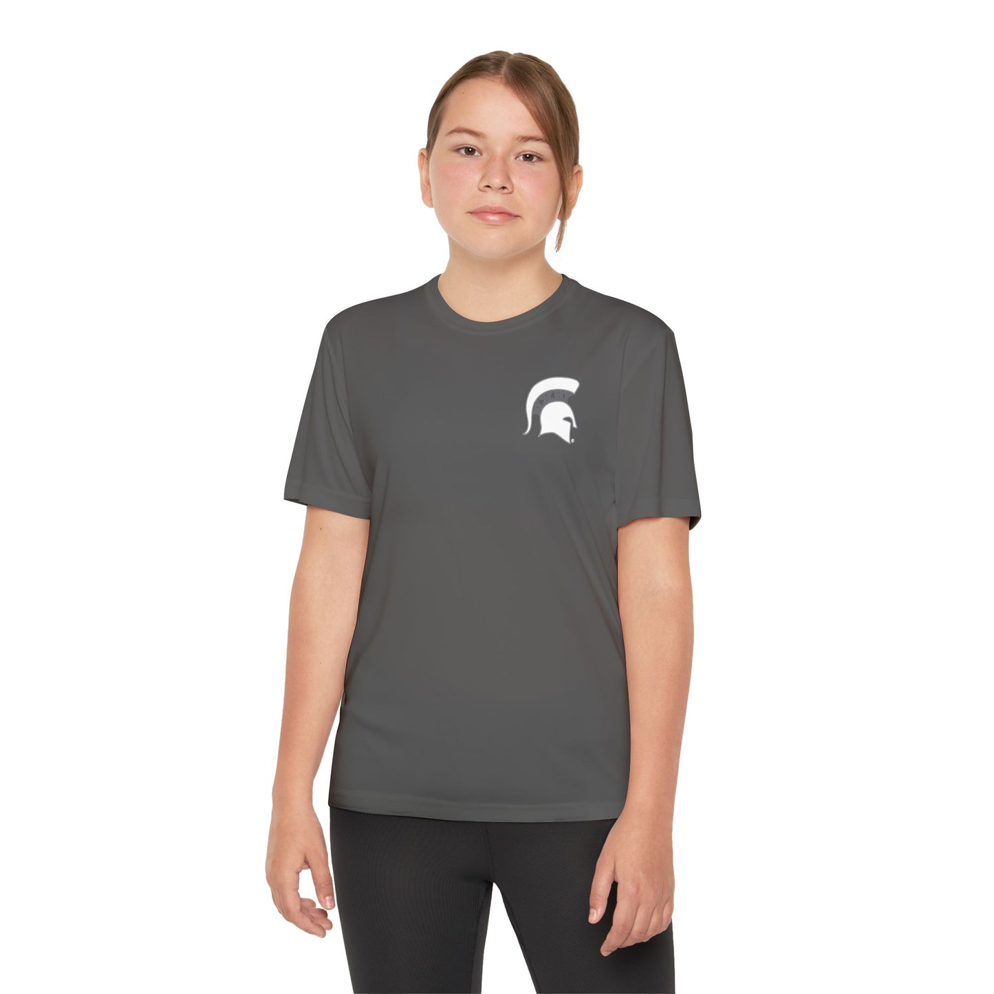 Spartan White Logo Youth Sport-Tek Tee