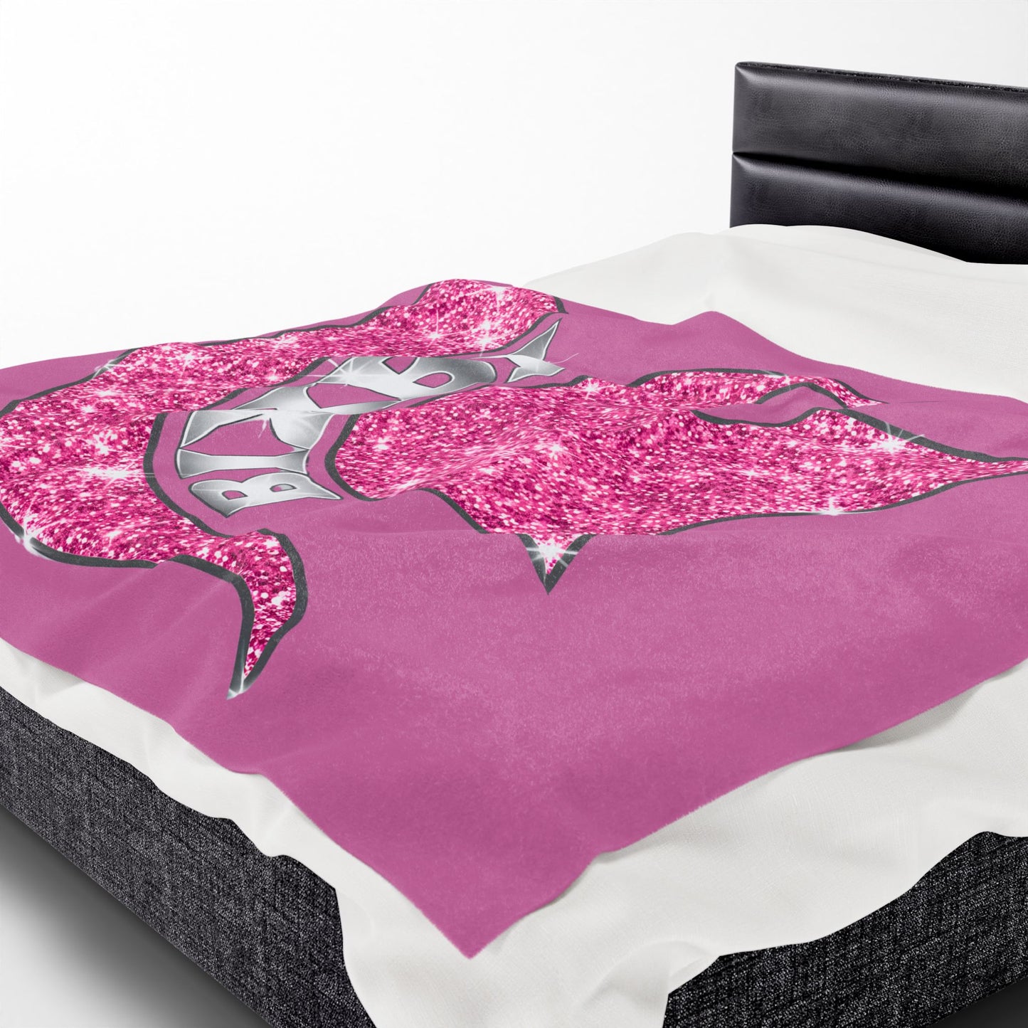 Spartan Pink Bling Logo Velveteen Plush Blanket