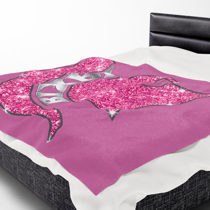 Spartan Pink Bling Logo Velveteen Plush Blanket