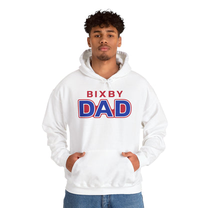 Bixby Dad Hoodie Large Print Retro Red & Blue Dad Pullover