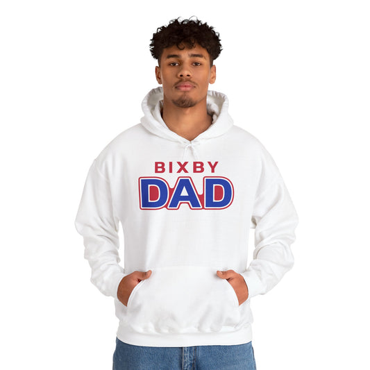 Bixby Dad Hoodie Large Print Retro Red & Blue Dad Pullover