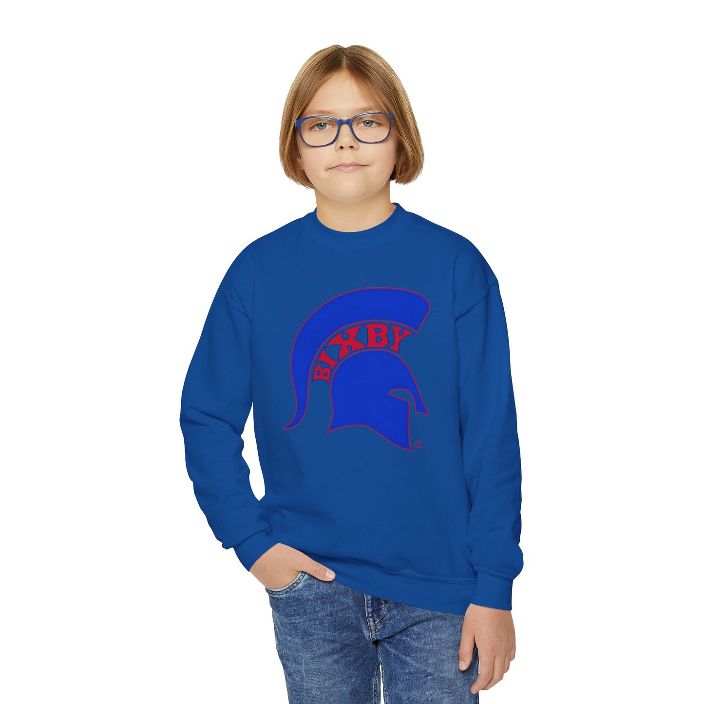 Spartan Blue Logo Youth Gildan Sweatshirt