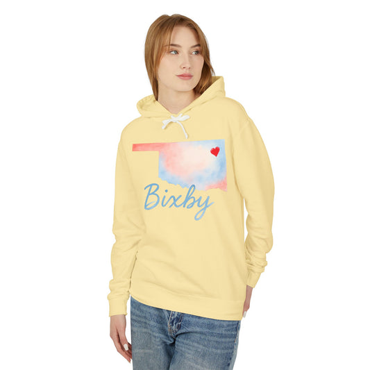 Bixby OK Heart Watercolors Comfort Colors Hoodie