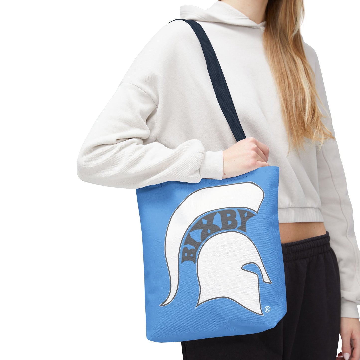 Bixby Spartans White Logo Blue Polyester Tote Bag