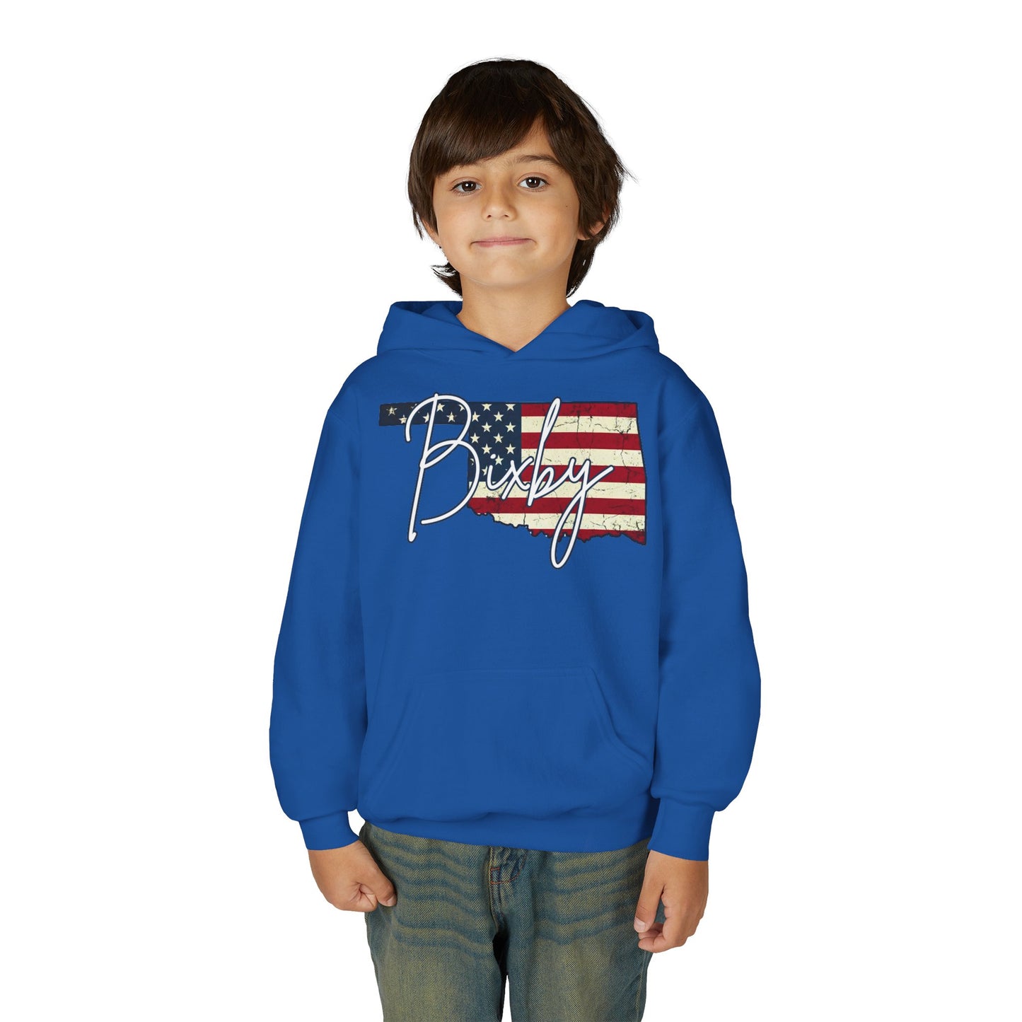 Oklahoma Flag Bixby Script Youth Hoodie