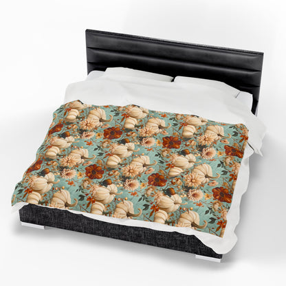 Autumn Floral Velveteen Plush Blanket