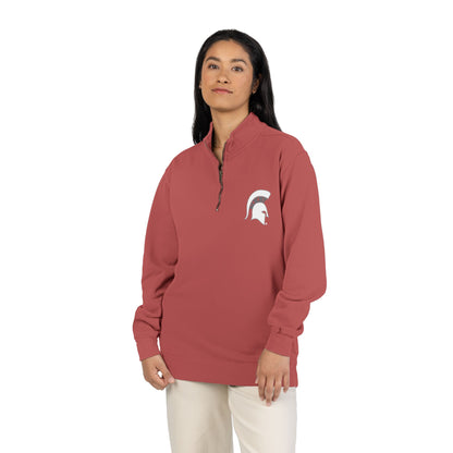 Bixby Spartans White Helmet Quarter-Zip Pullover Comfort Colors Tee