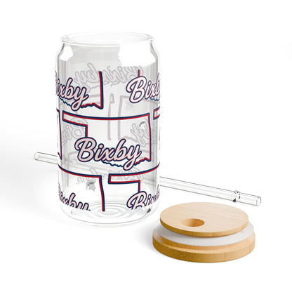 Bixby OK Spartan White Logo 16 Ounce Sipper Glass
