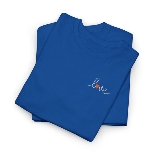 Minimalist Love Script Heart Embroidered Tee | Valentine's Shirt