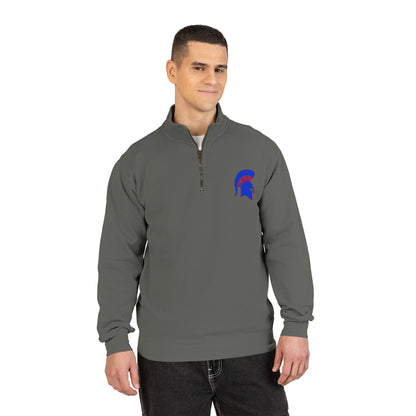 Bixby Spartans Blue Helmet Quarter-Zip Pullover Comfort Colors Tee