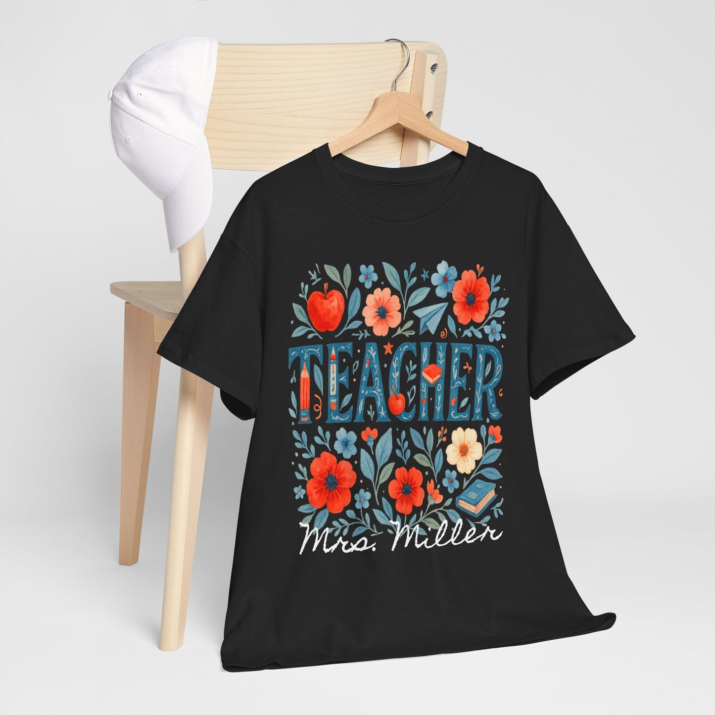 Floral Personalized Teacher Spartan Gildan Tee