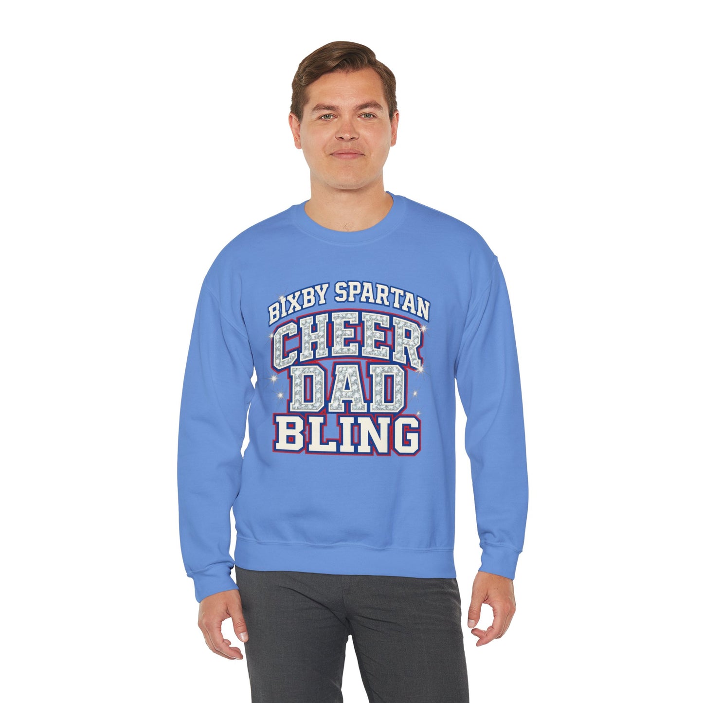 Bixby Spartan Cheer Dad Bling Gildan Sweatshirt