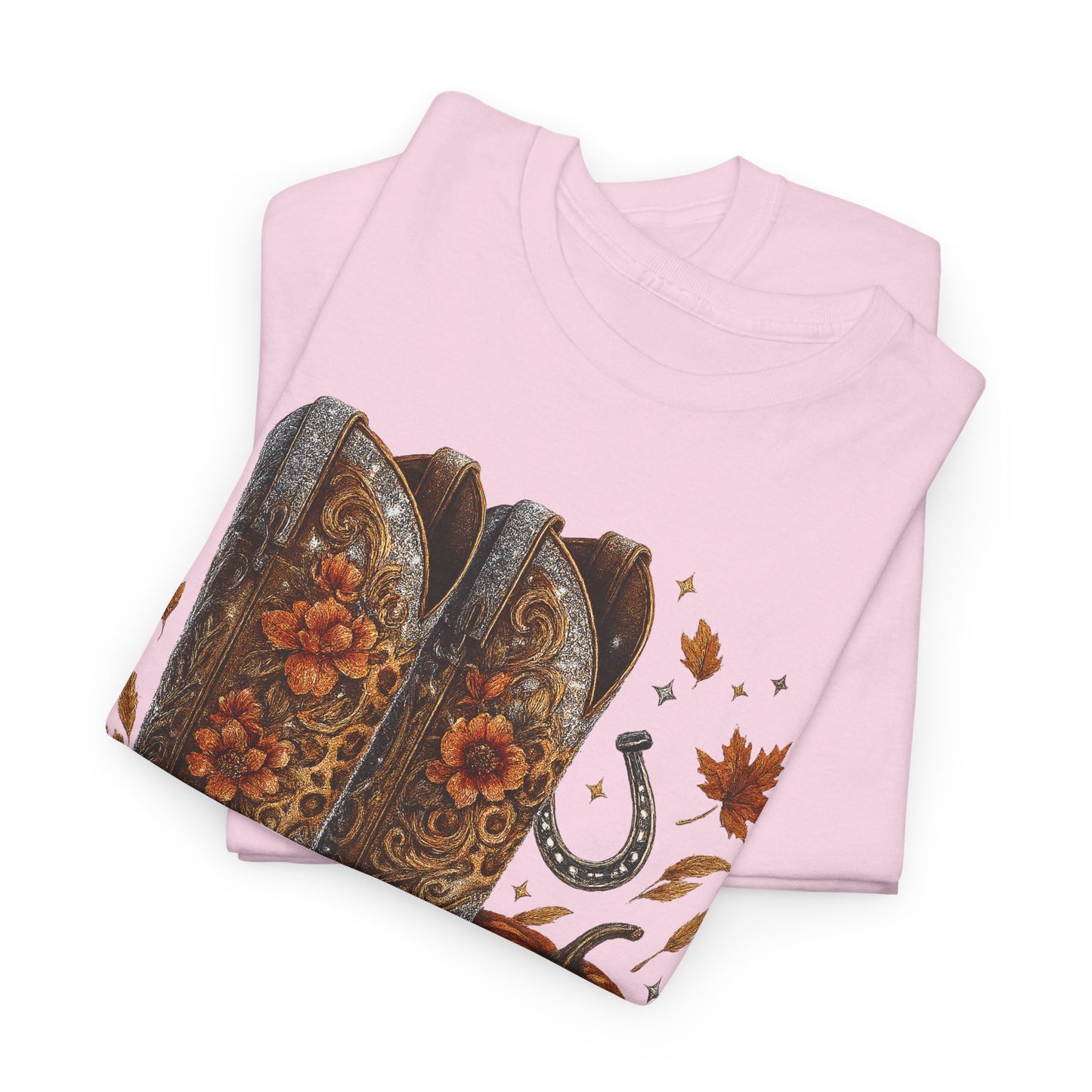 Fall Floral Bling Boots Country Gildan Tee