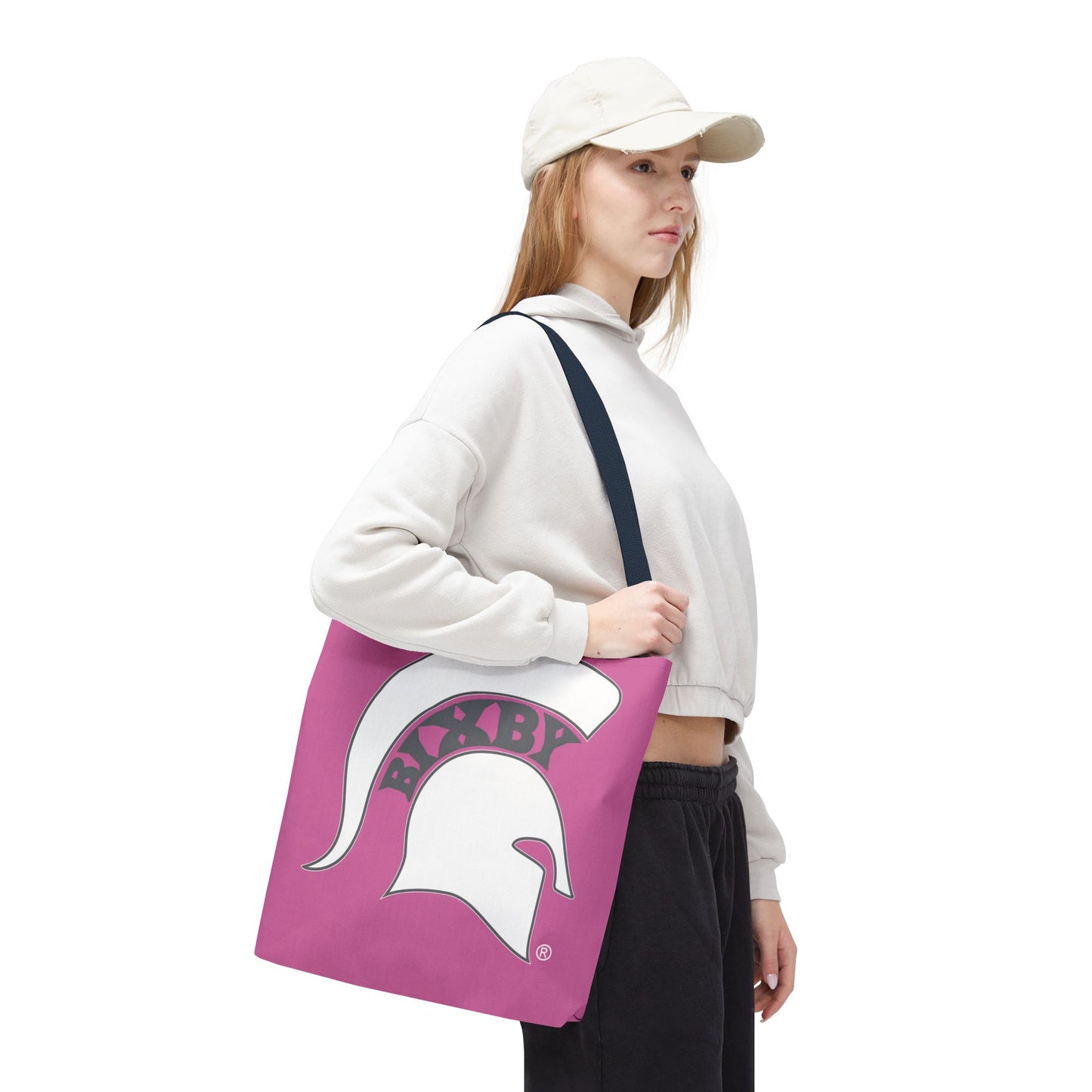 Bixby Spartans White Logo Pink Polyester Tote Bag