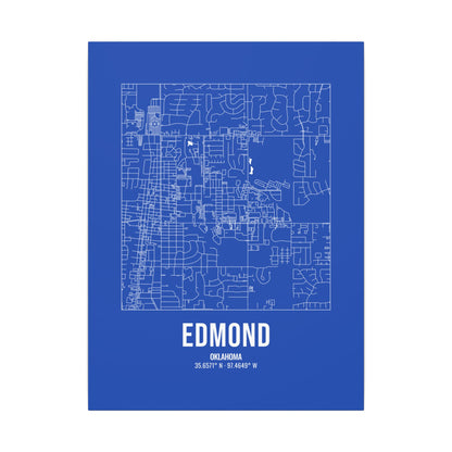 Edmond Street Map Canvas, White on Royal Blue