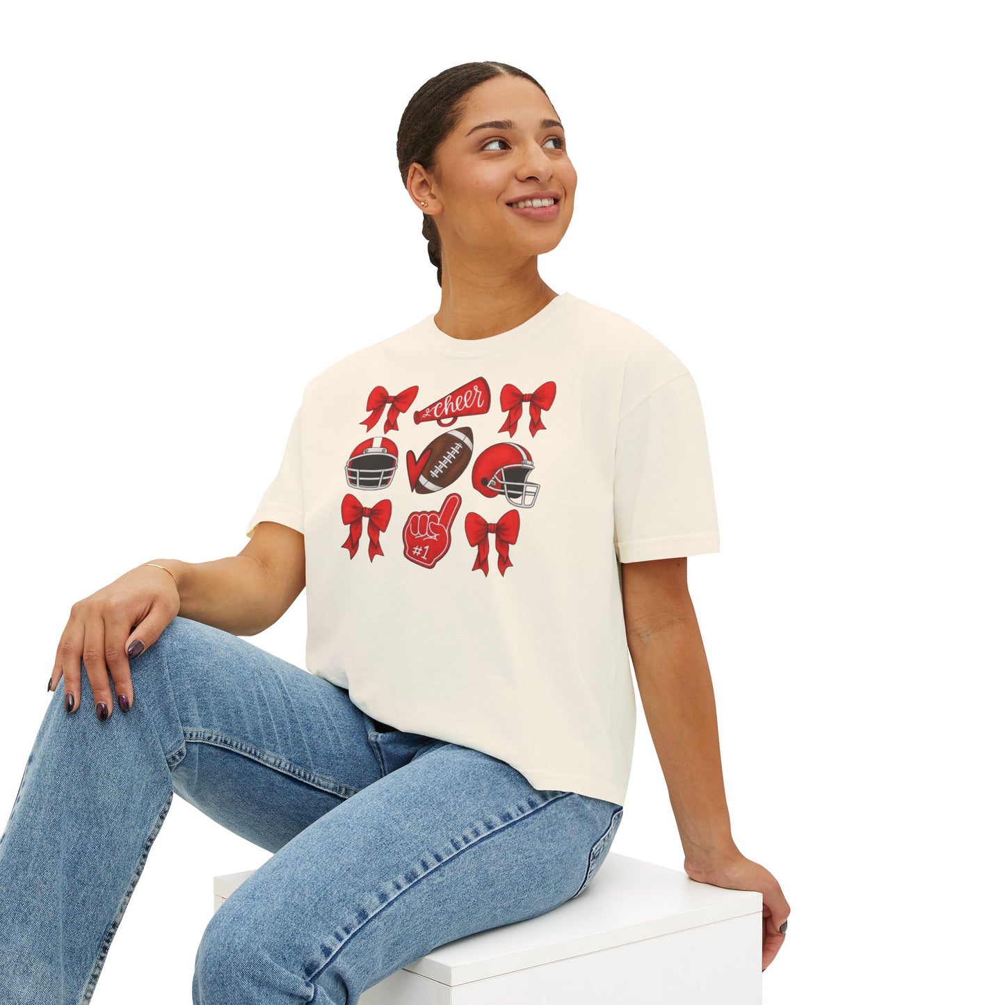 Spartan Red Cheer & Football Comfort Colors Boxy Tee