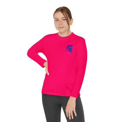 Spartan Blue Logo Youth Long Sleeve Sport-Tek Tee