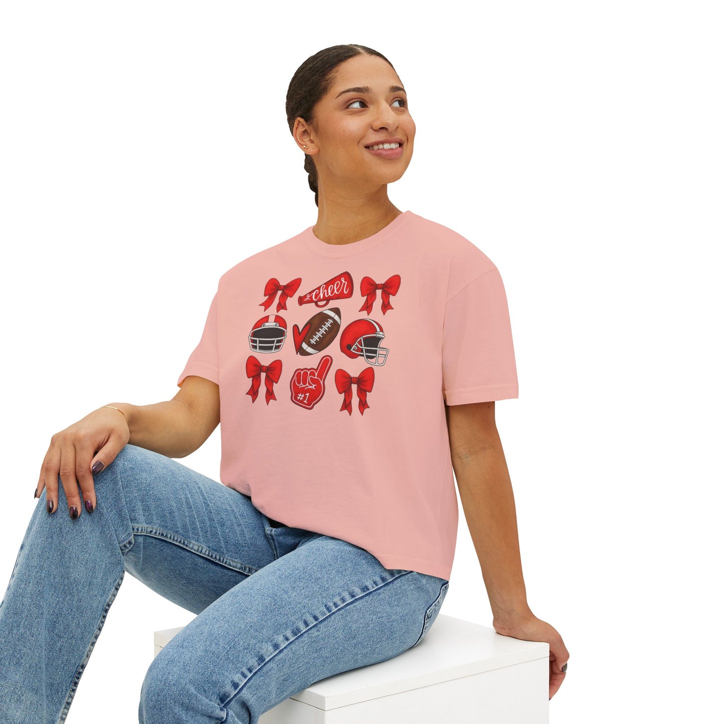 Spartan Red Cheer & Football Comfort Colors Boxy Tee
