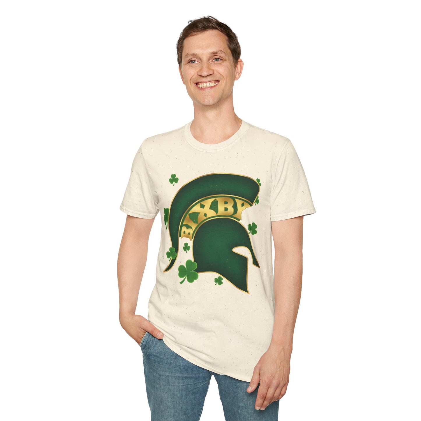 St. Patty's Good Luck Spartan Helmet Adult Gildan Tee