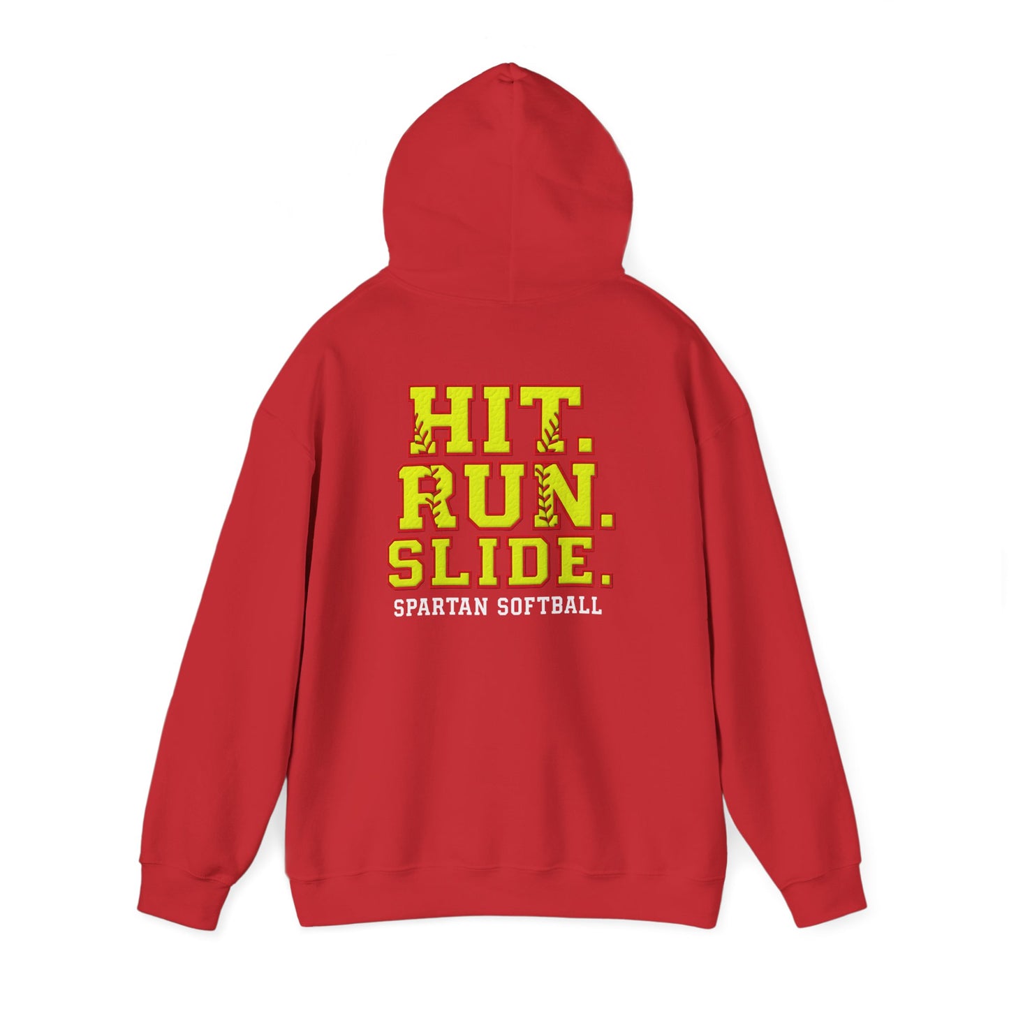 Hit. Run. Slide. Spartan Softball Gildan Hoodie