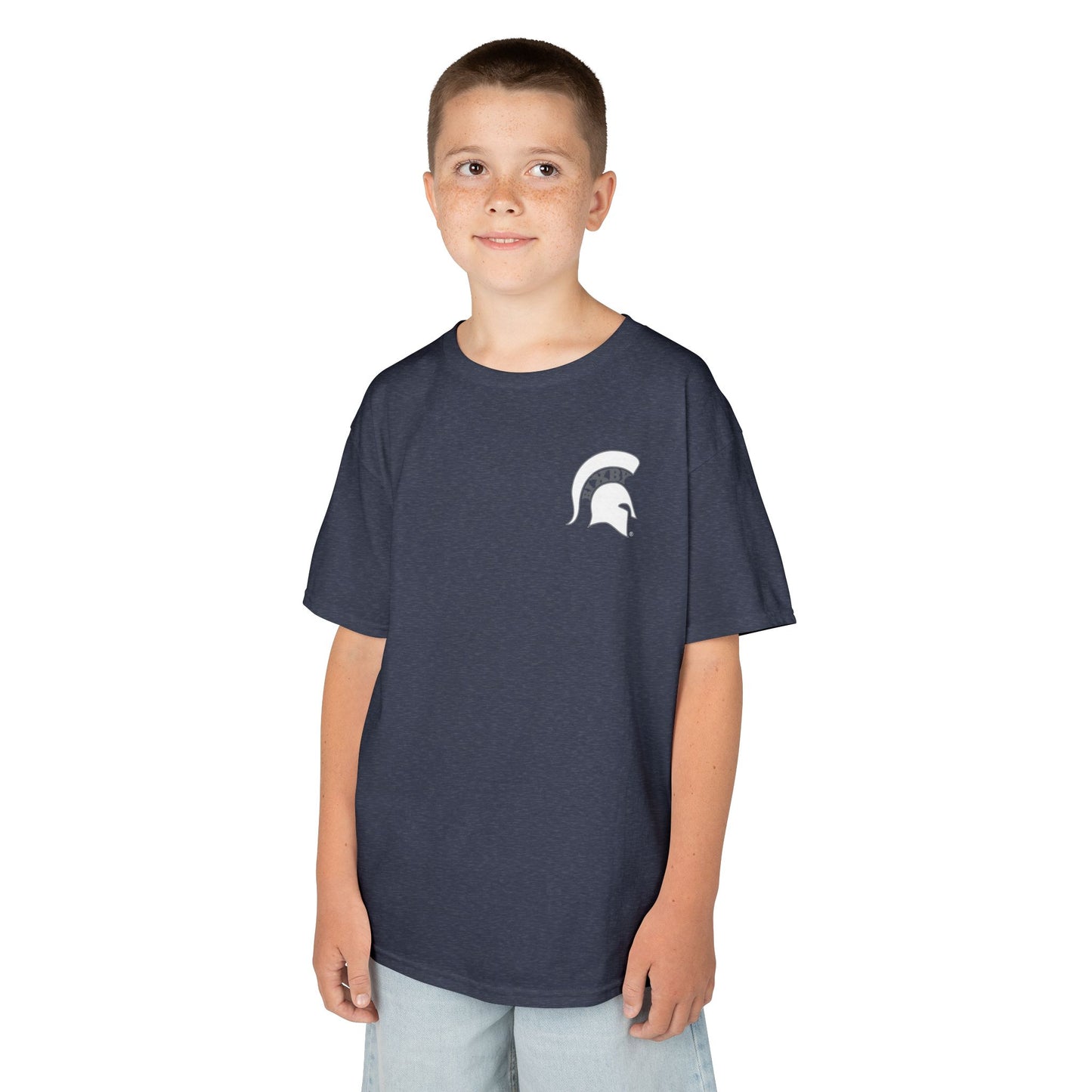 Spartan White Logo Youth Gildan Tee