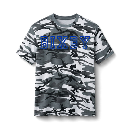 Bixby Spartans Camo With "BIXBY" Varsity Script Tee
