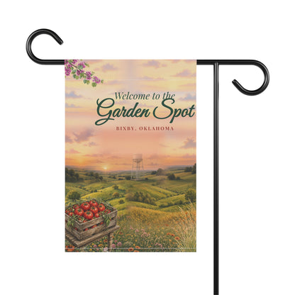 Welcome to the Garden Spot Bixby Garden Flag, reverse side