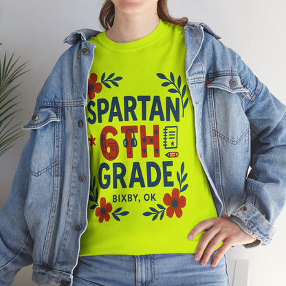 Floral Sixth Grade Spartan Gildan Tee