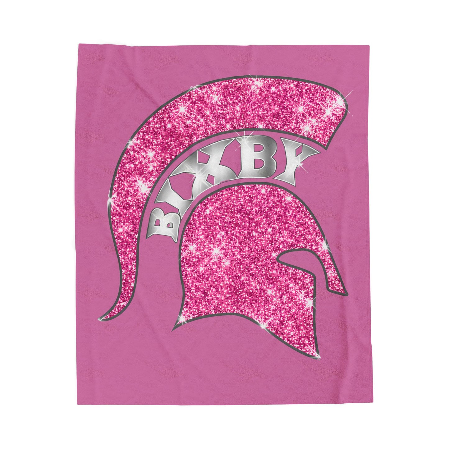 Spartan Pink Bling Logo Velveteen Plush Blanket