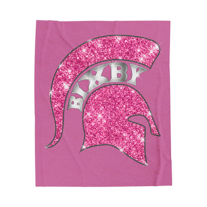 Spartan Pink Bling Logo Velveteen Plush Blanket