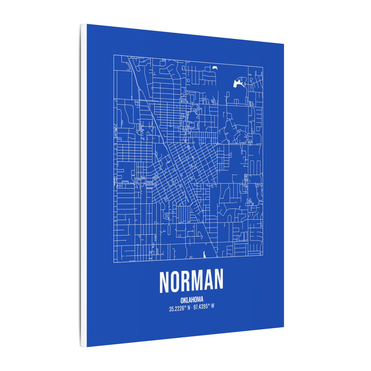 Norman Street Map Canvas, White on Royal Blue