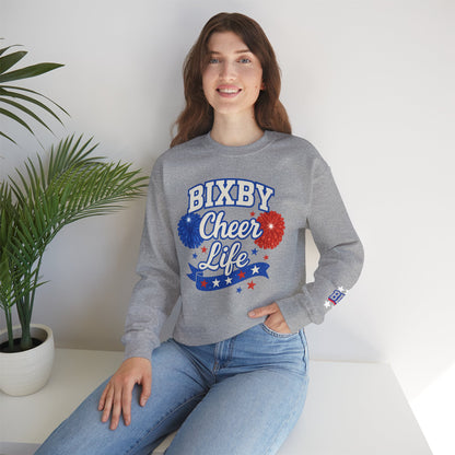 Bixby Cheer Life With Sleeve Print Gildan Sweatshirt