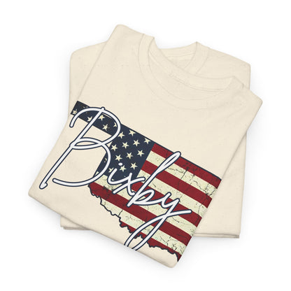Oklahoma Flag Bixby Script Gildan Tee