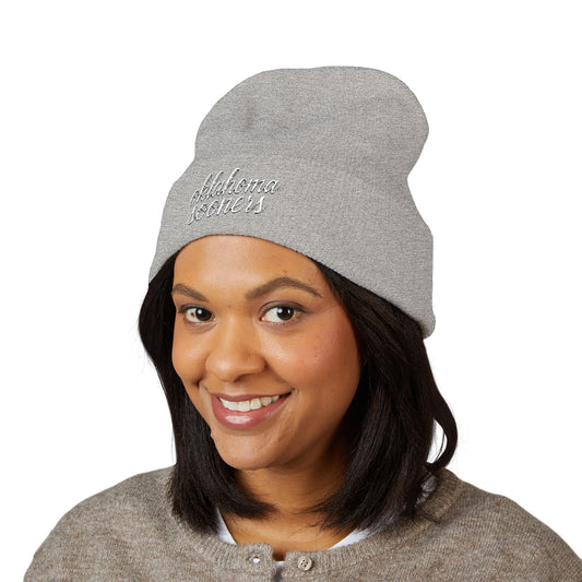 Bixby Spartans Sooners White Font Beanie Cap