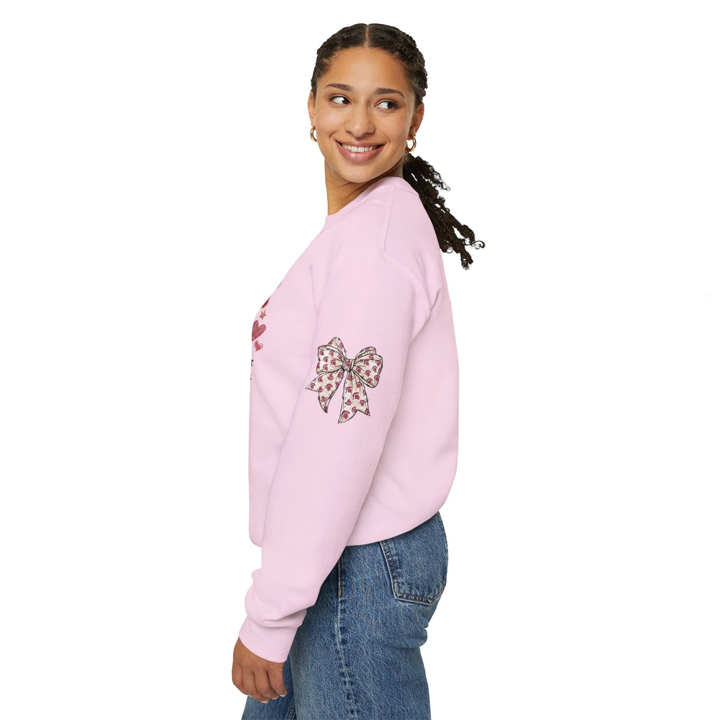 Spartans Have My Heart Crewneck Sweatshirt with Sleeve Bow
