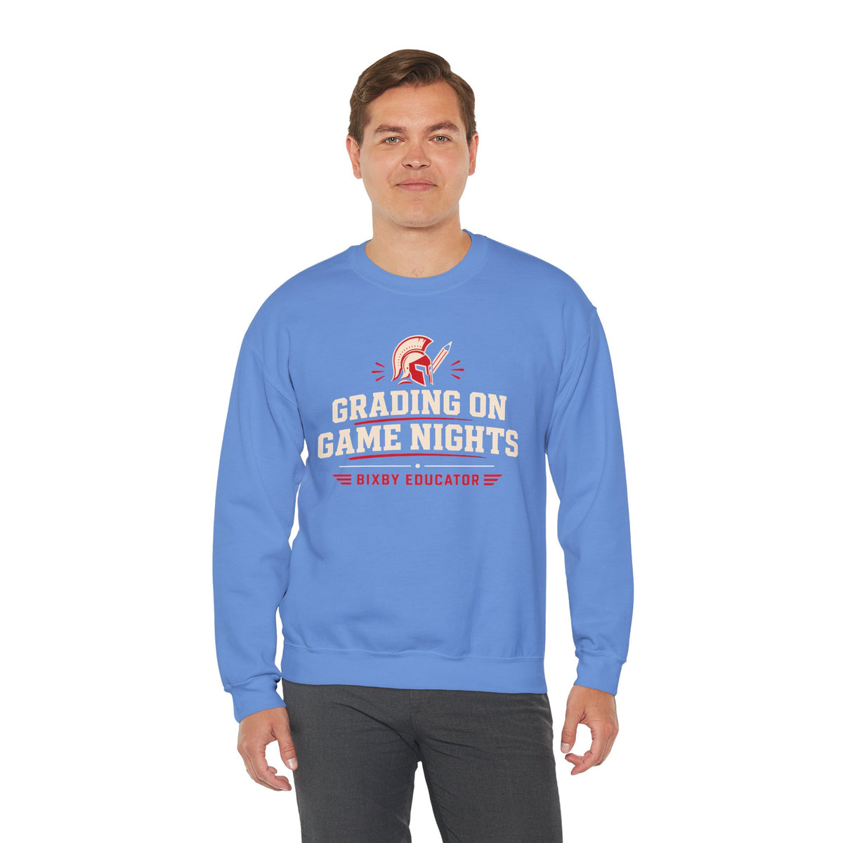 Bixby Spartans Grading On Game Nights - Funny Teacher Game Night Gift Sweatshirt