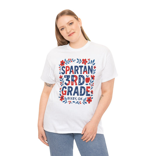 Floral Third Grade Spartan Gildan Tee