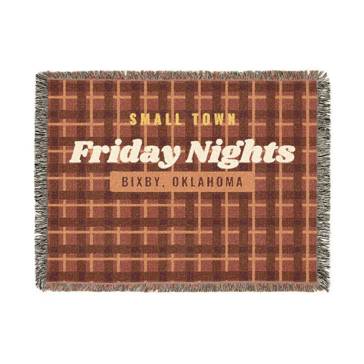 Small Town Friday Nights Plaid Woven Throw Blanket