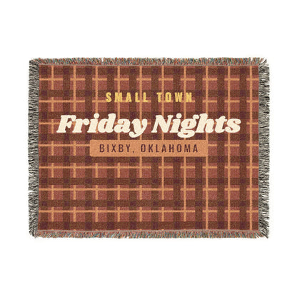 Small Town Friday Nights Plaid Woven Throw Blanket