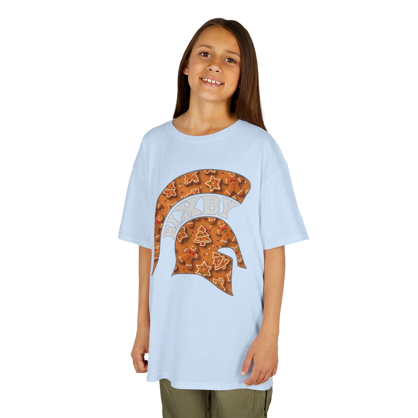 Bixby Spartan Gingerbread Helmet Youth Gildan Tee